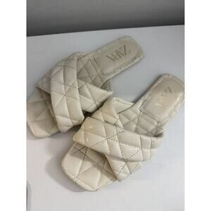 ZARA Quilter Padded Flat Slides Sandals White size EU 36